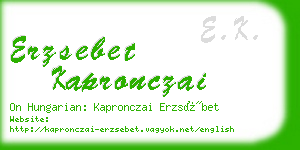 erzsebet kapronczai business card